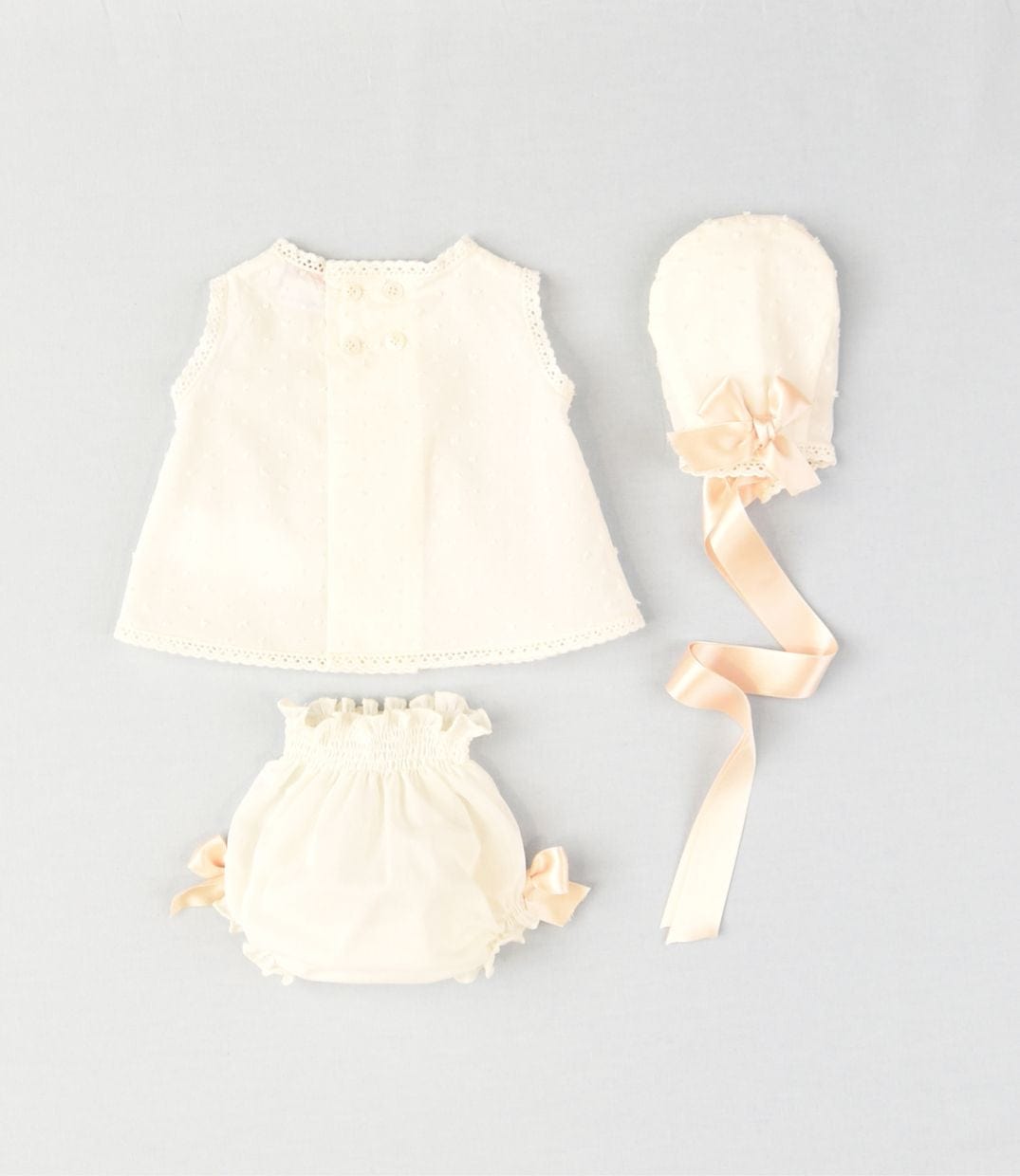 COCOTE - Three Piece Ribbon Dress Set - Cream