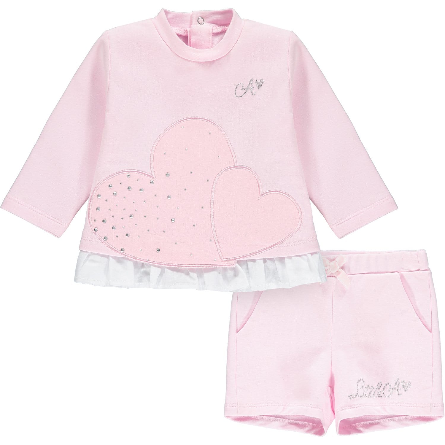 LITTLE A - Heart Jumper & Short Set - Pink
