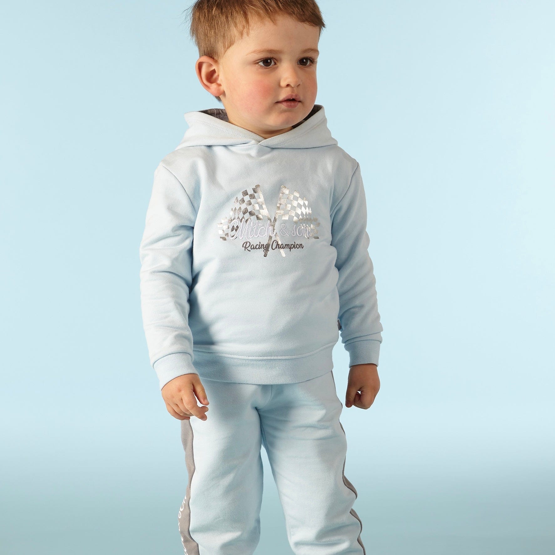 MITCH & SON - Enrico Flag Graphic Hooded Set - Pale Blue