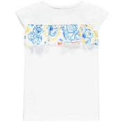 A DEE - Tile Print Two Piece Skirt Set - White/Blue