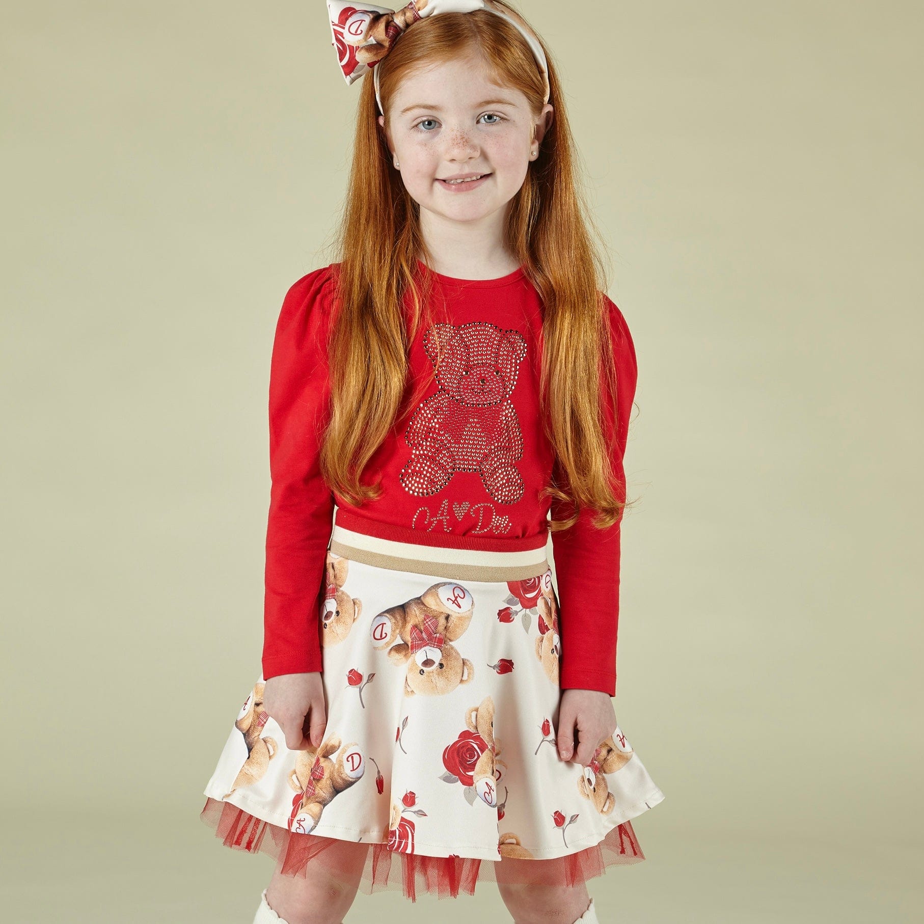 A DEE - Minnie Teddy Skirt Set - Red