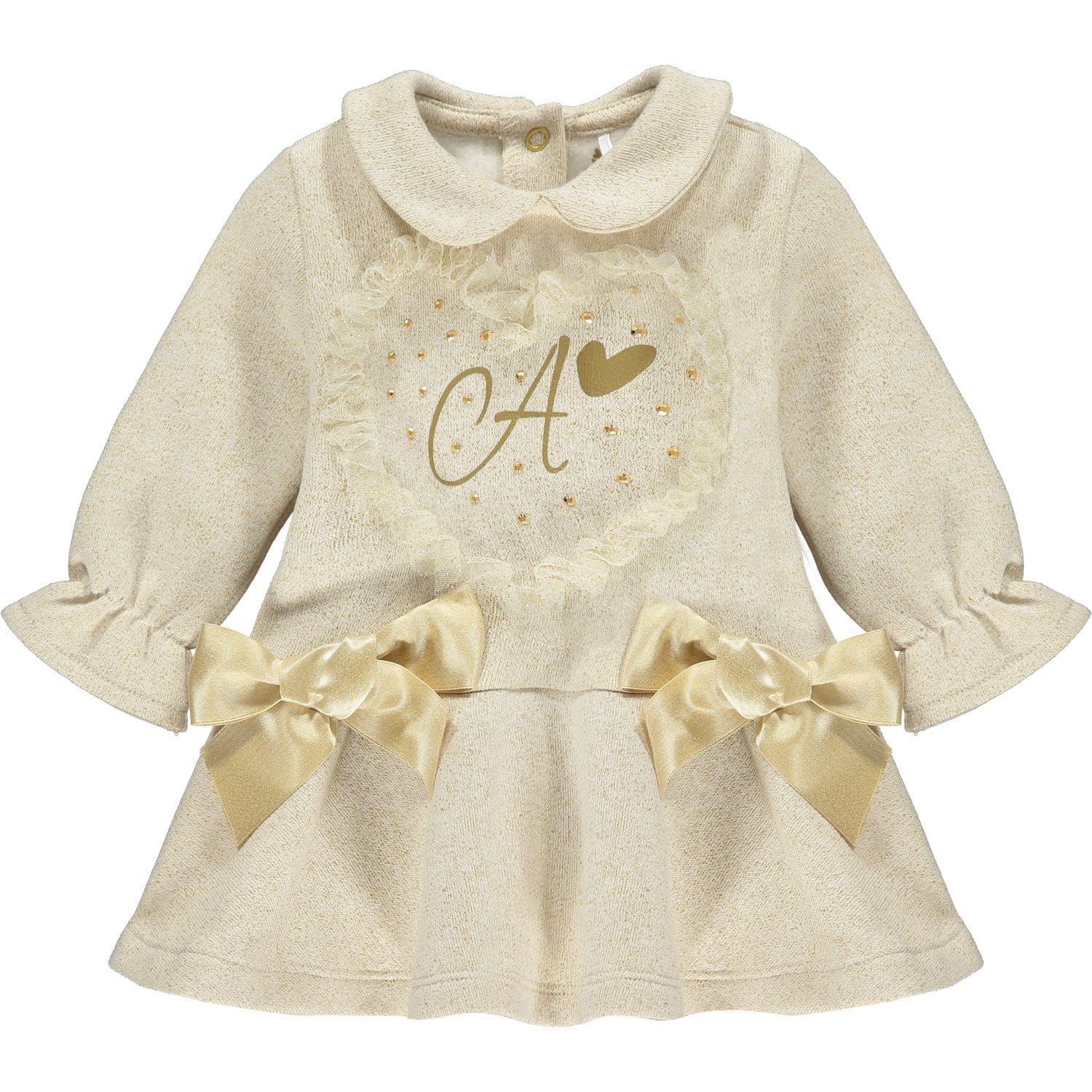 LITTLE A -  Tule Heart Sweat Dress - Gold
