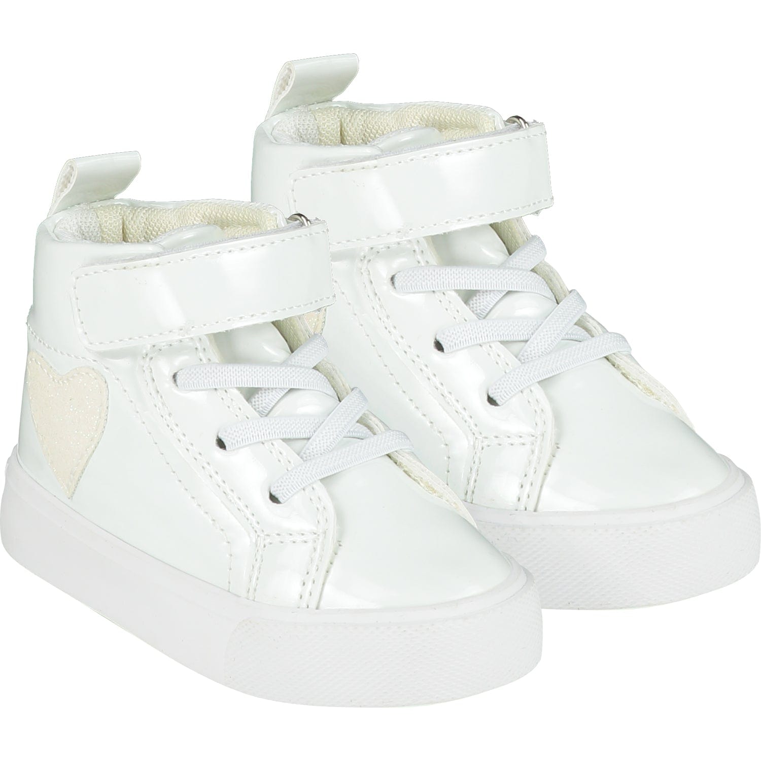 LITTLE A - Sweetheart Glitter Heart High Top - White