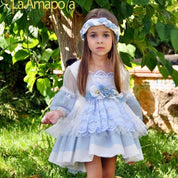 LA AMAPOLA - Ingrid Puffball Dress - Blue