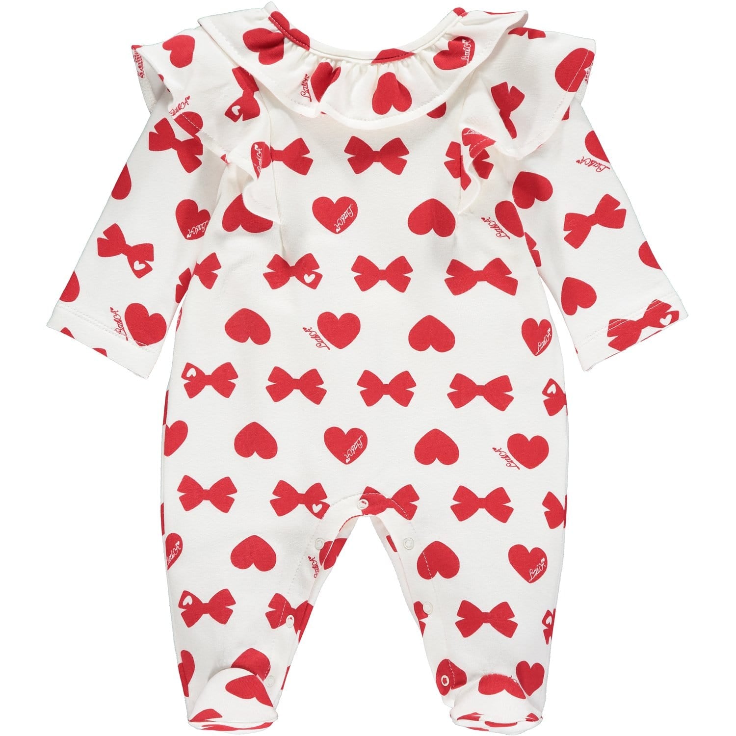 LITTLE A - Bows & Hearts Print Babygrow - Red