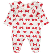 LITTLE A - Bows & Hearts Print Babygrow - Red
