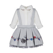 LAPIN HOUSE - Dog Tooth Pinafore With Blouse - Grey