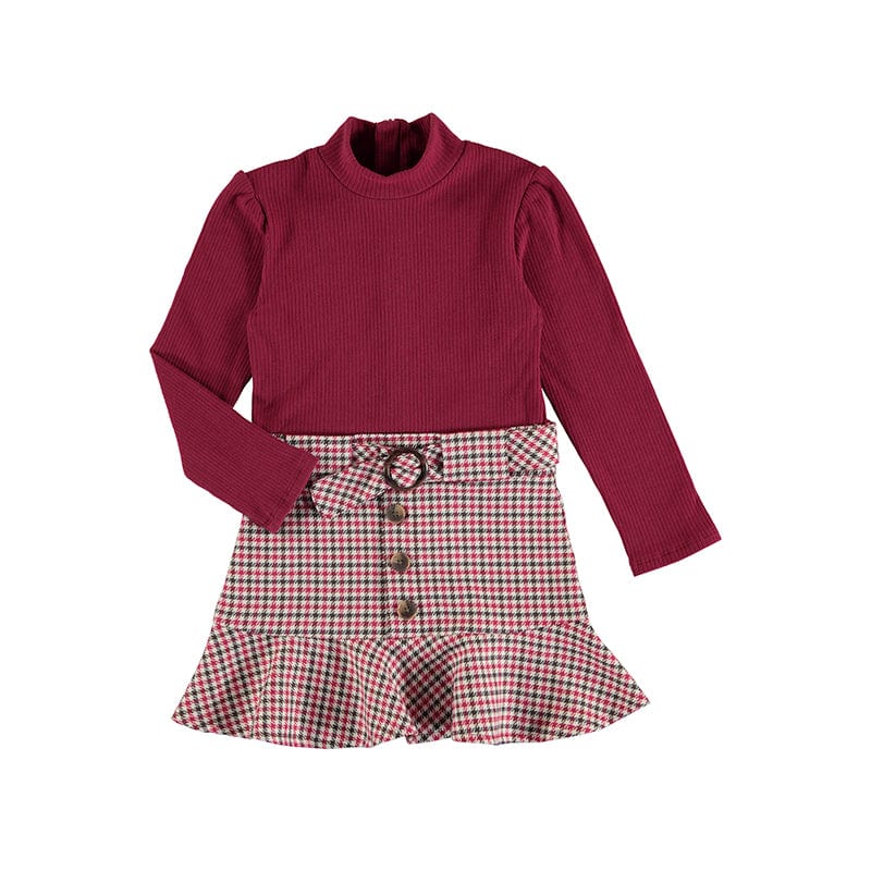 MAYORAL - Check Dress - Raspberry