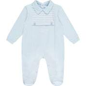 MITCH & SON - Mini Harvey Stripe Panel Babygrow - Pale Blue