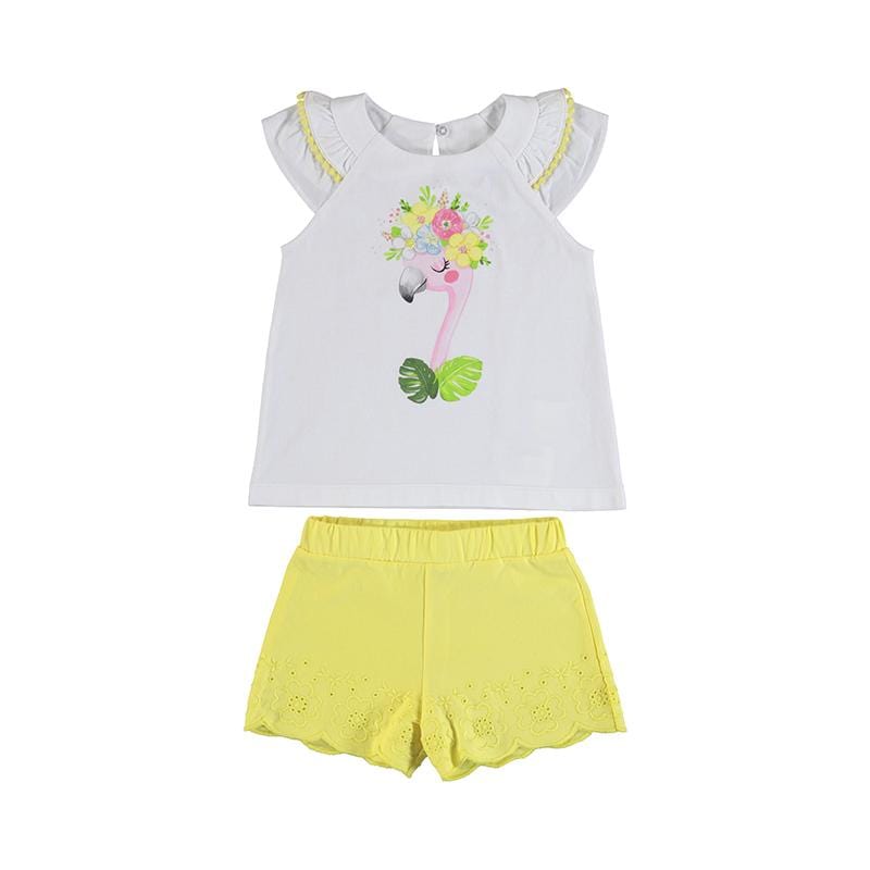MAYORAL - Floral Flamingo Top & Short Set - Yellow