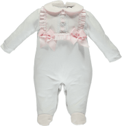 Piccola Speranza - Bib Trim Babygrow - White/Pink
