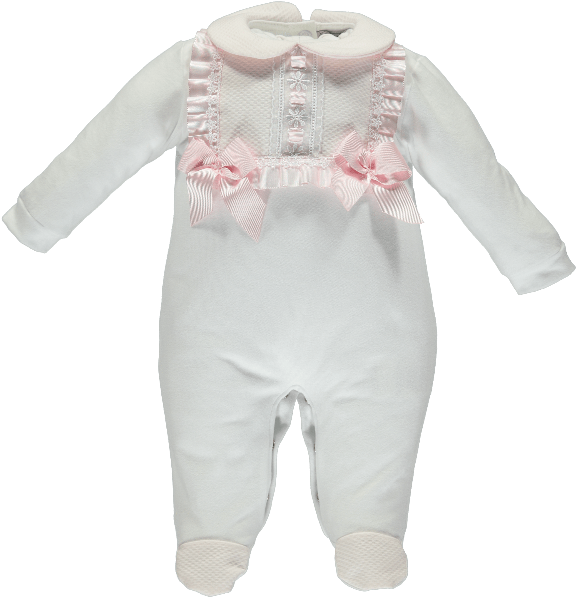 Piccola Speranza - Bib Trim Babygrow - White/Pink