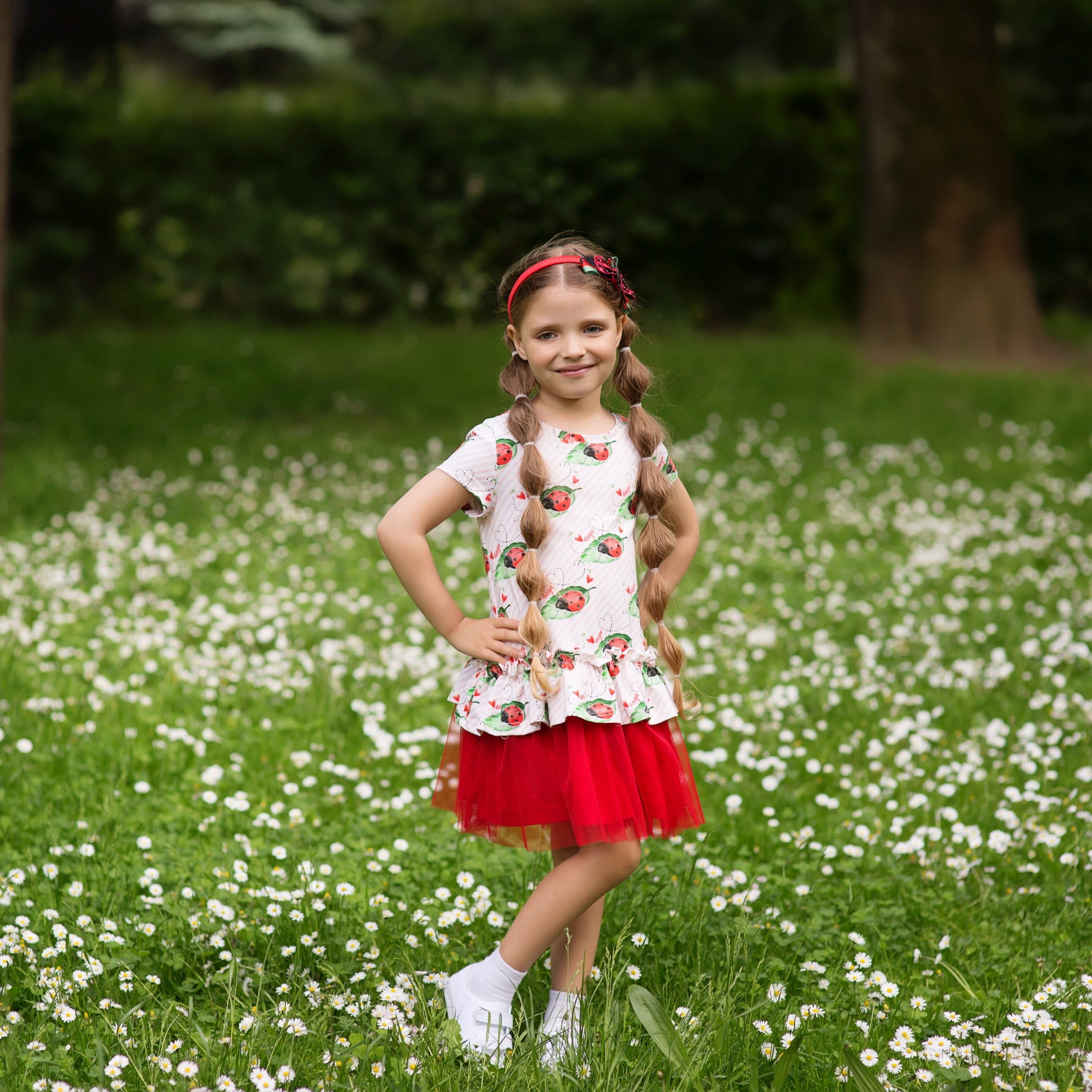 Daga - Crazy Ladybirds Layered Dress - White