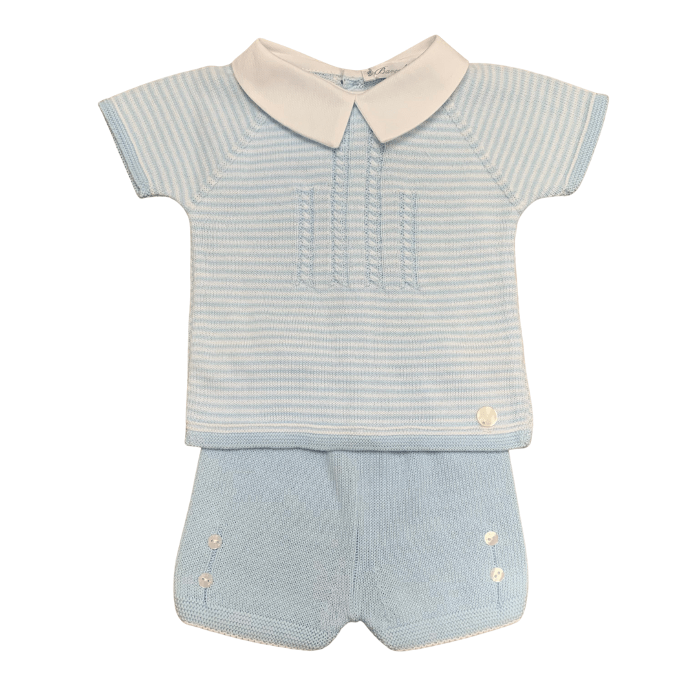 BARCELLINO - Two Piece Stripe Knit Set - Blue