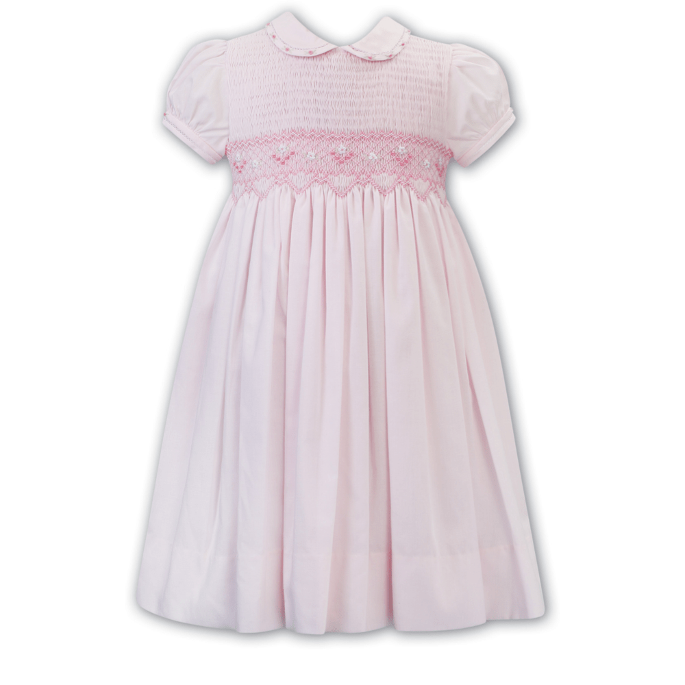 SARAH LOUISE - Peter Pan Collar Smock Dress - Pink