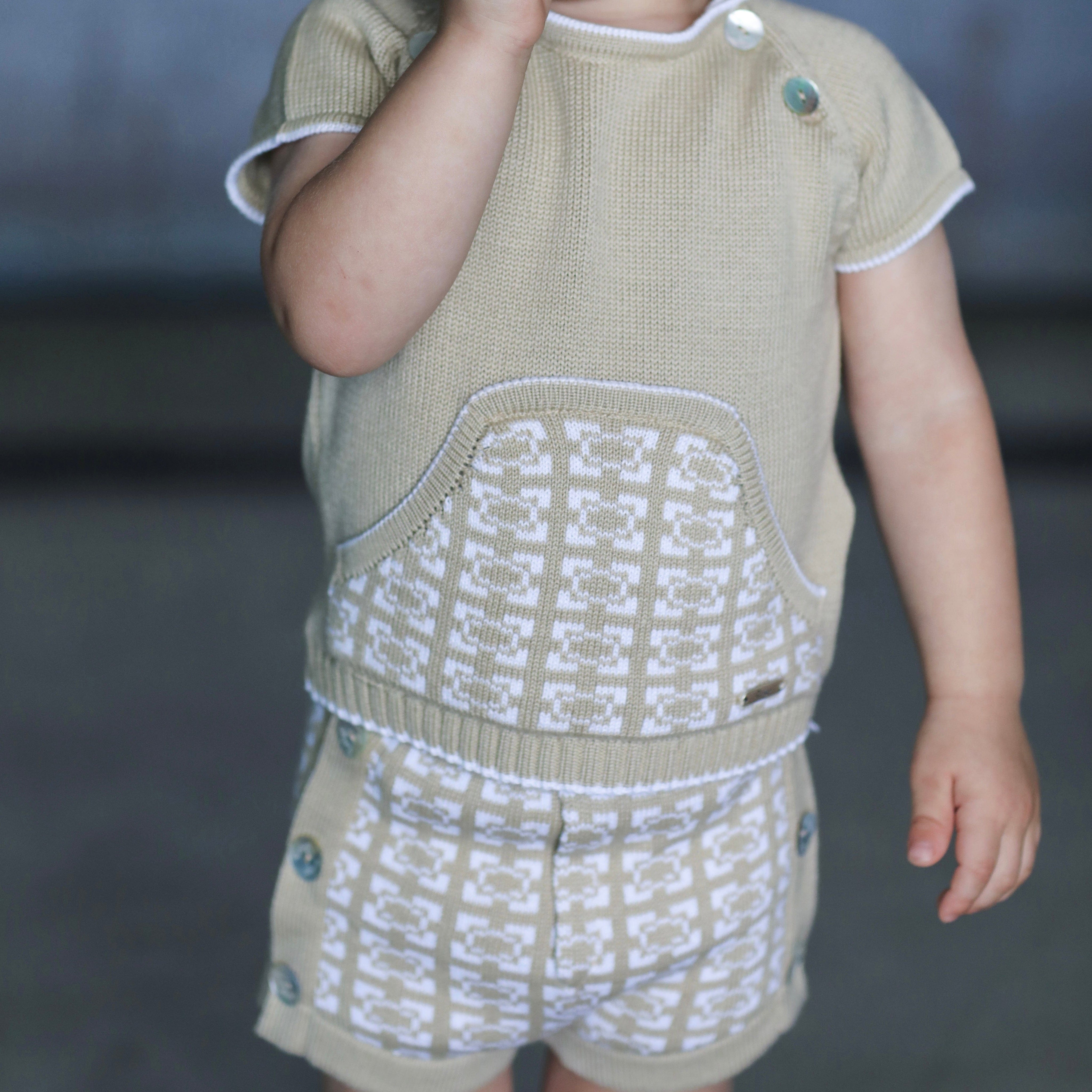 Rahigo - Boys Two Piece Pattern Short Set -  Camel