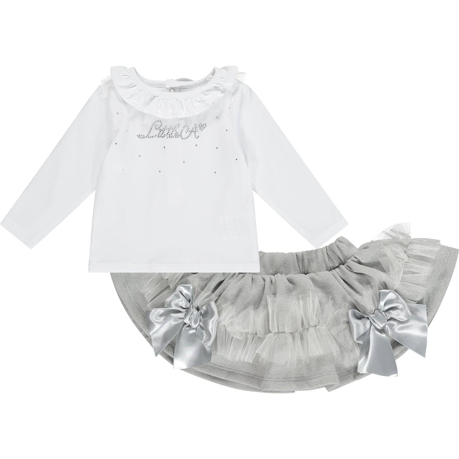 LITTLE A - Freida Lurex Skirt Set - White