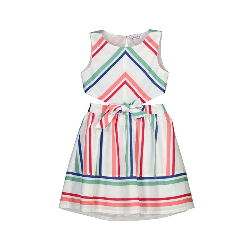 MAYORAL - Stripe Cut Out Dress - Coral