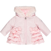 LITTLE A - Ella Frill Jacket With Faux Fur Trim - Baby Pink