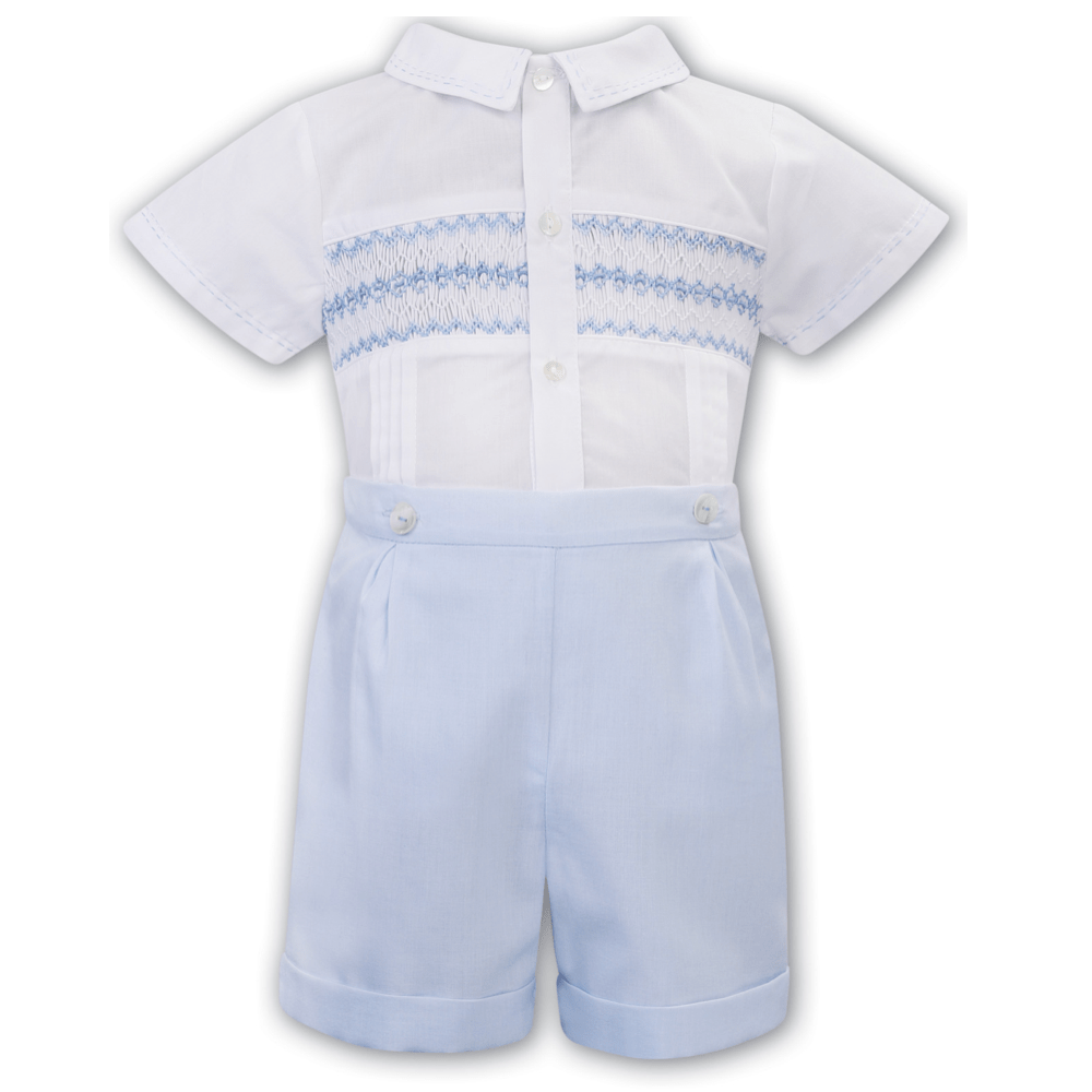 SARAH LOUISE -  Smock Short Set - Blue