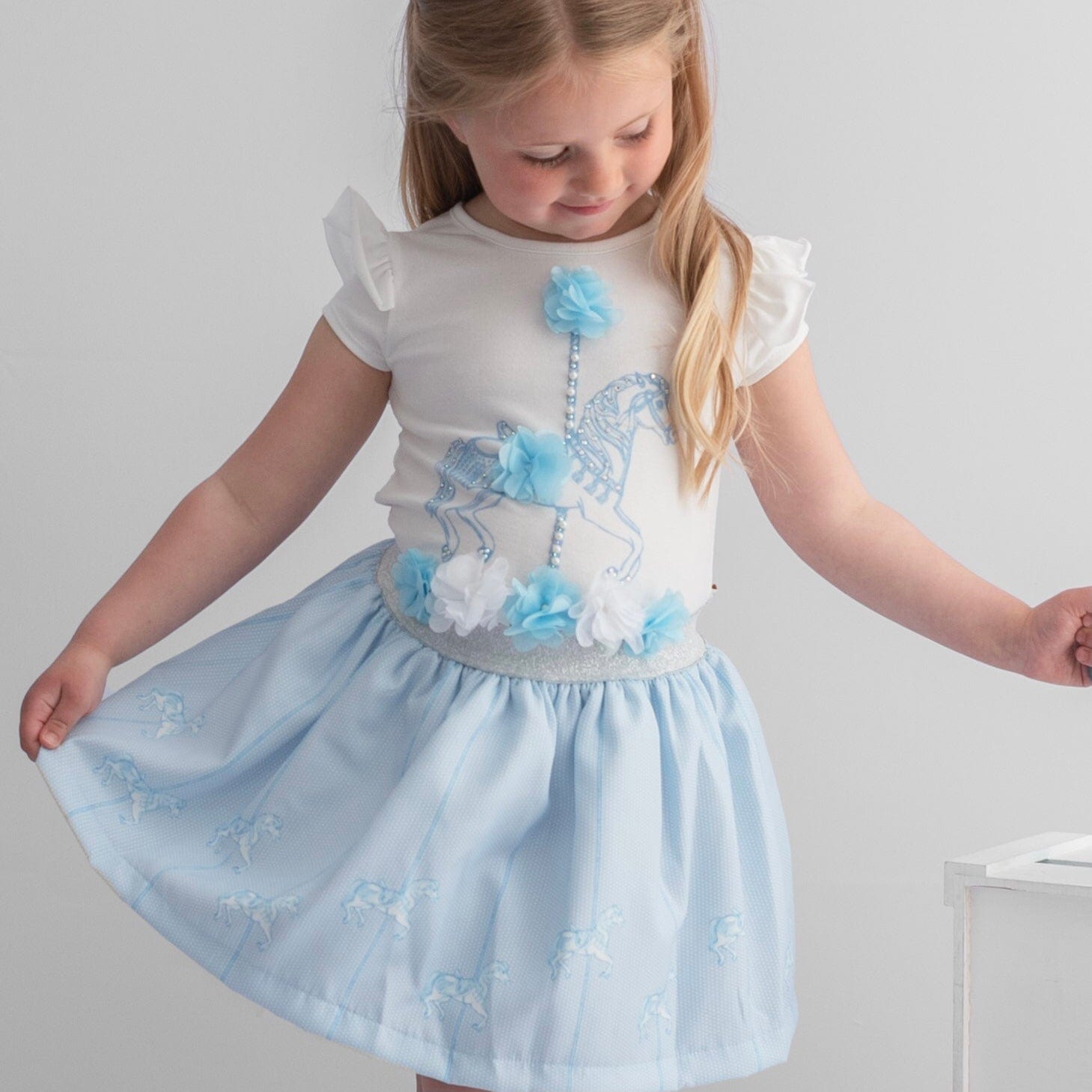 CARAMELO KIDS - Carousel Skirt Set - Blue