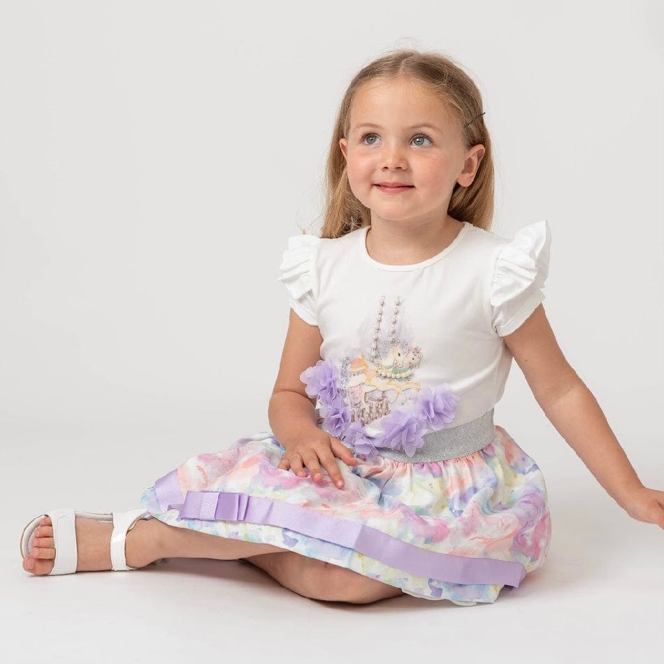 CARAMELO KIDS - Diamanté Carousel Skirt Set - Lilac