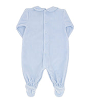 Rapife - Velour Bib Panelled Peter Pan Collar Babygrow - Blue