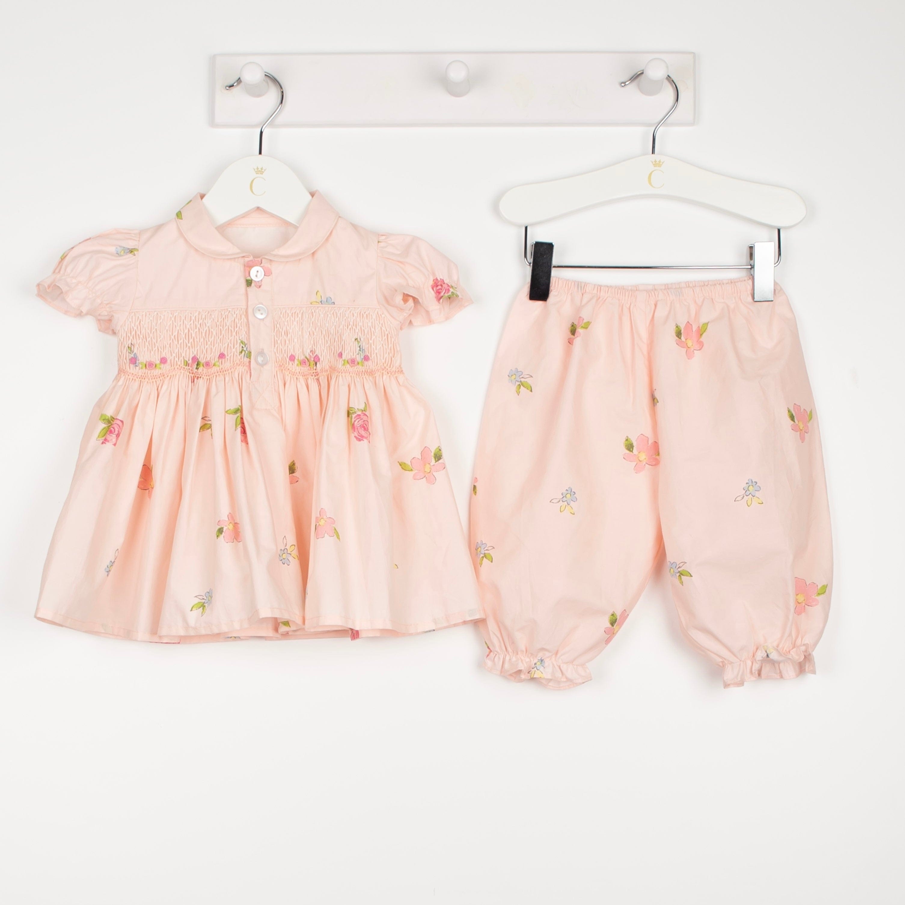 CARAMELO KIDS - Smocked Baby Set - Peach
