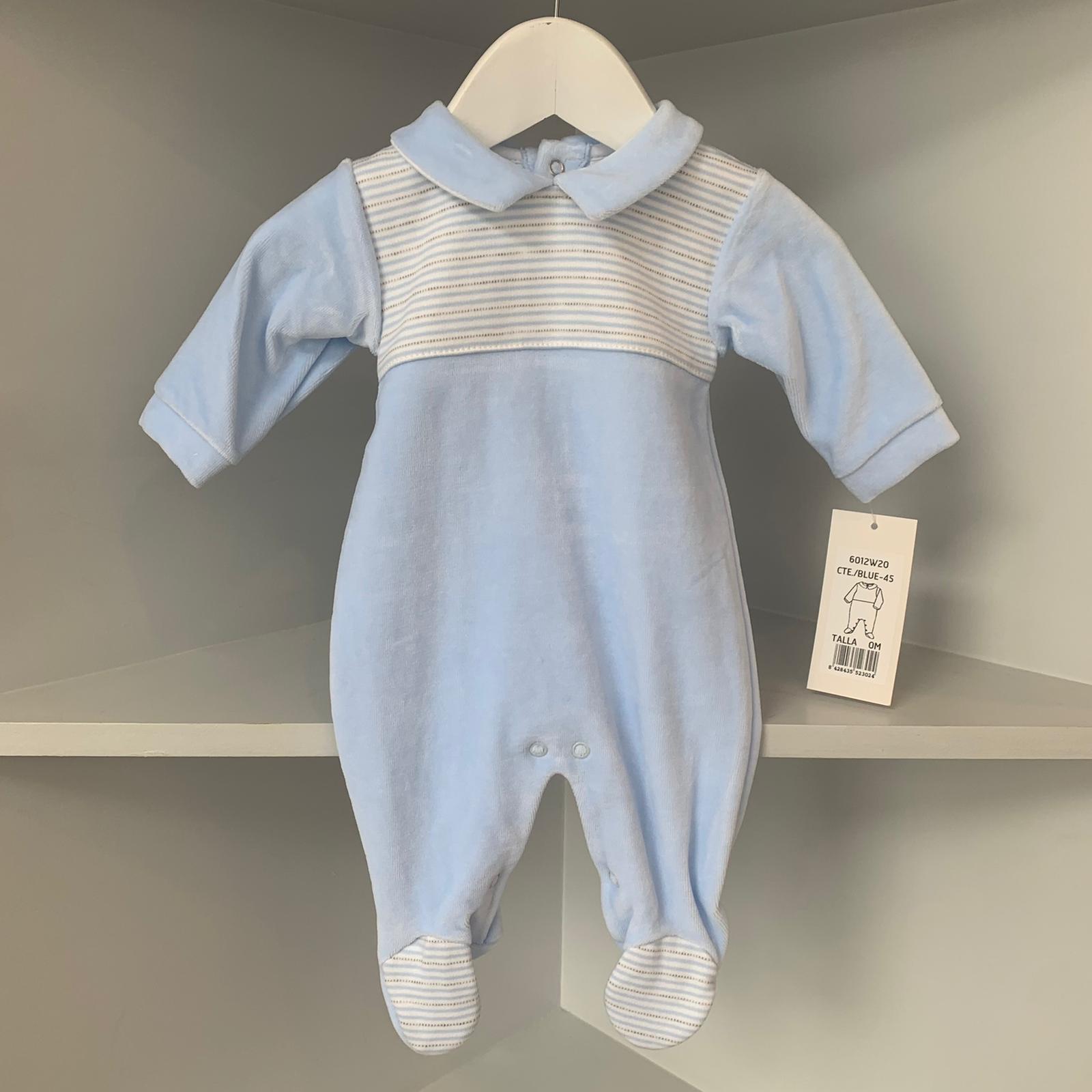 RAPIFE - Velour Babygrow Stripe - Blue