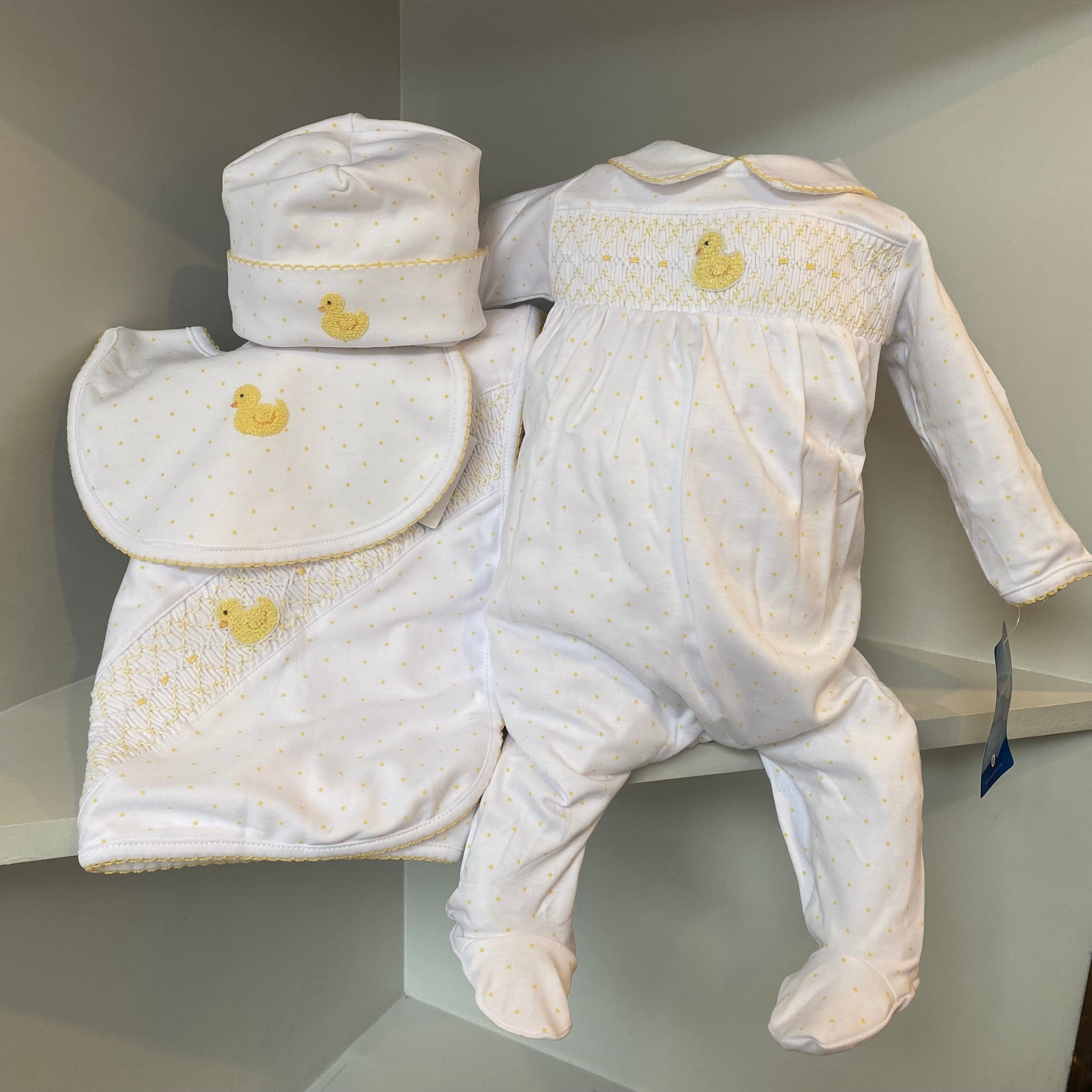 MAGNOLIA BABY - Tiny Duckling Smocked Babygrow - Yellow