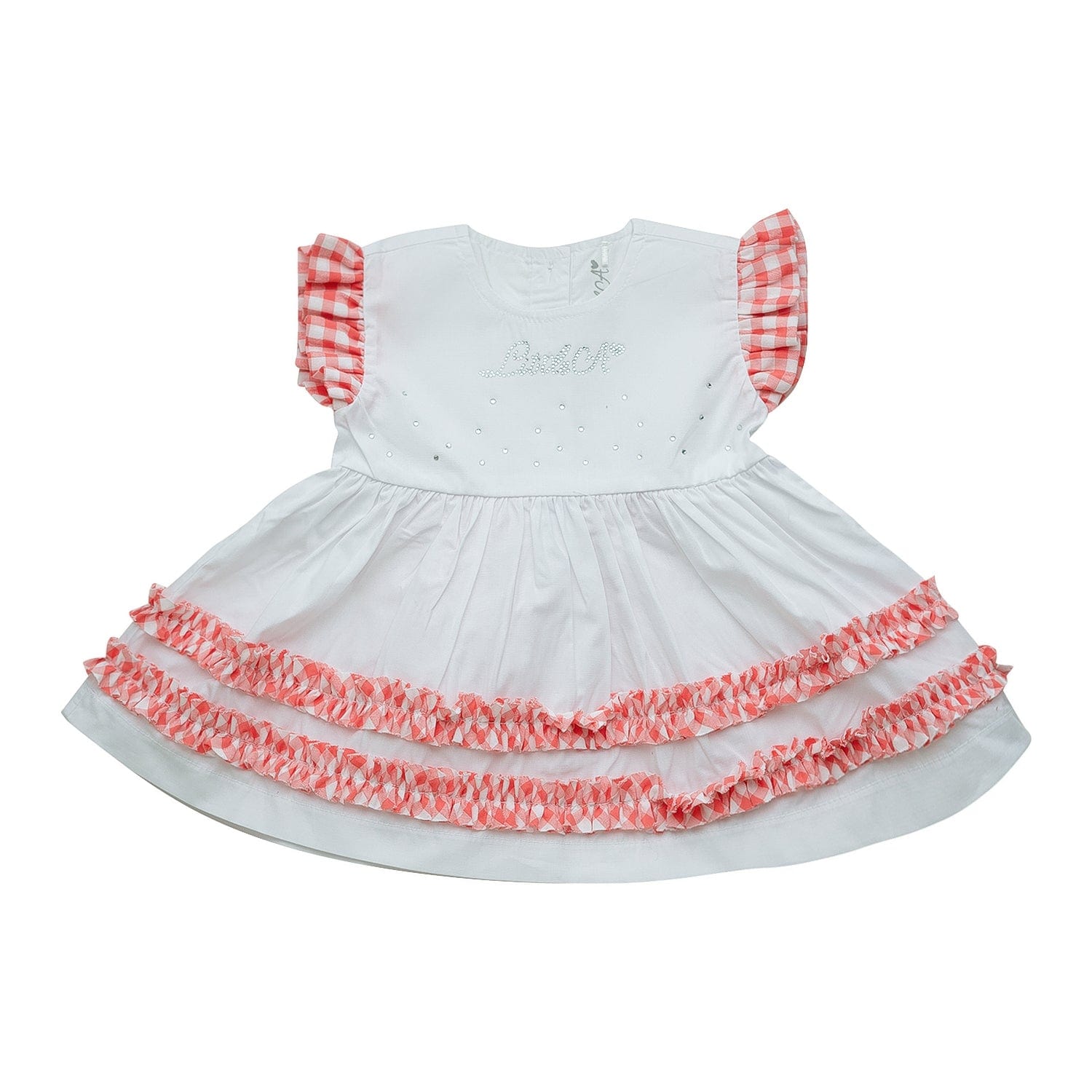 LITTLE A - Heather Pretty Polka Check Dress - White