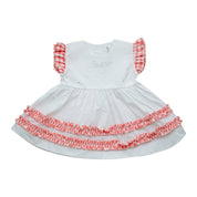 LITTLE A - Heather Pretty Polka Check Dress - White