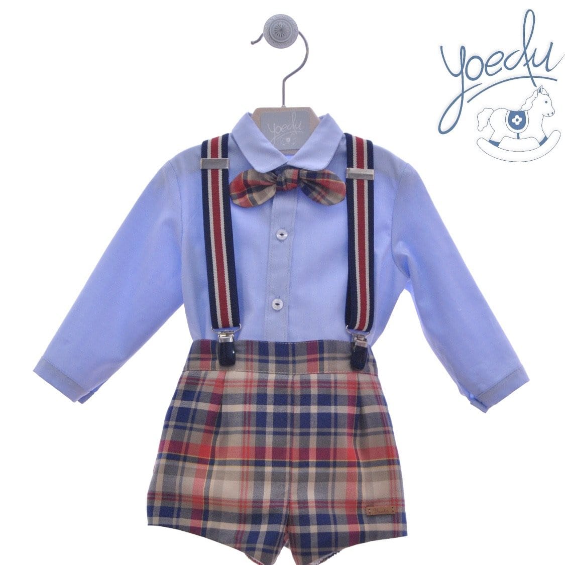 YOEDU - Large Check Short Set - Blue