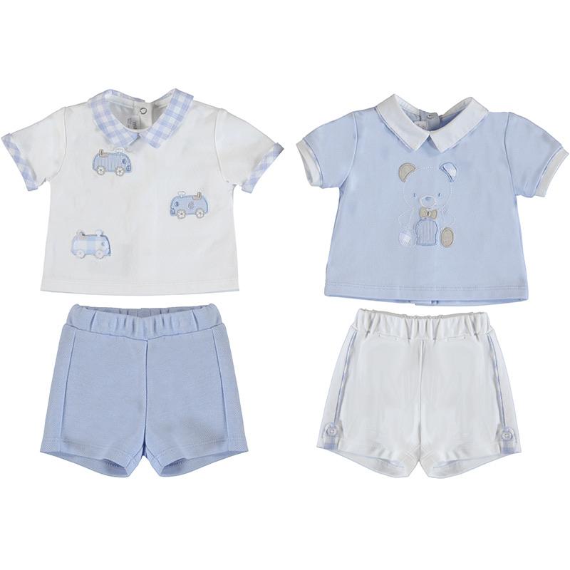 MAYORAL - Cars Short Set 2 Pack - White/Blue