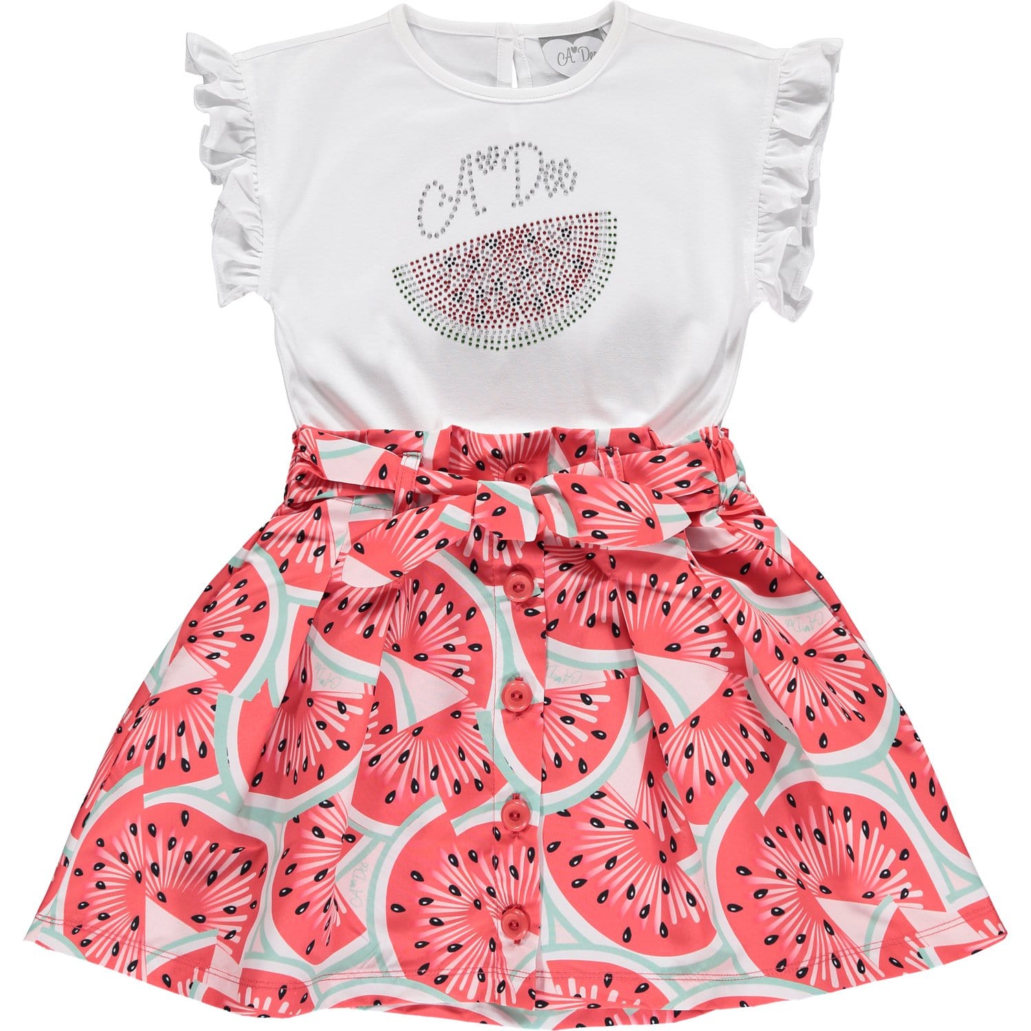 A DEE - Elena Watermelon Mixed Dress - White