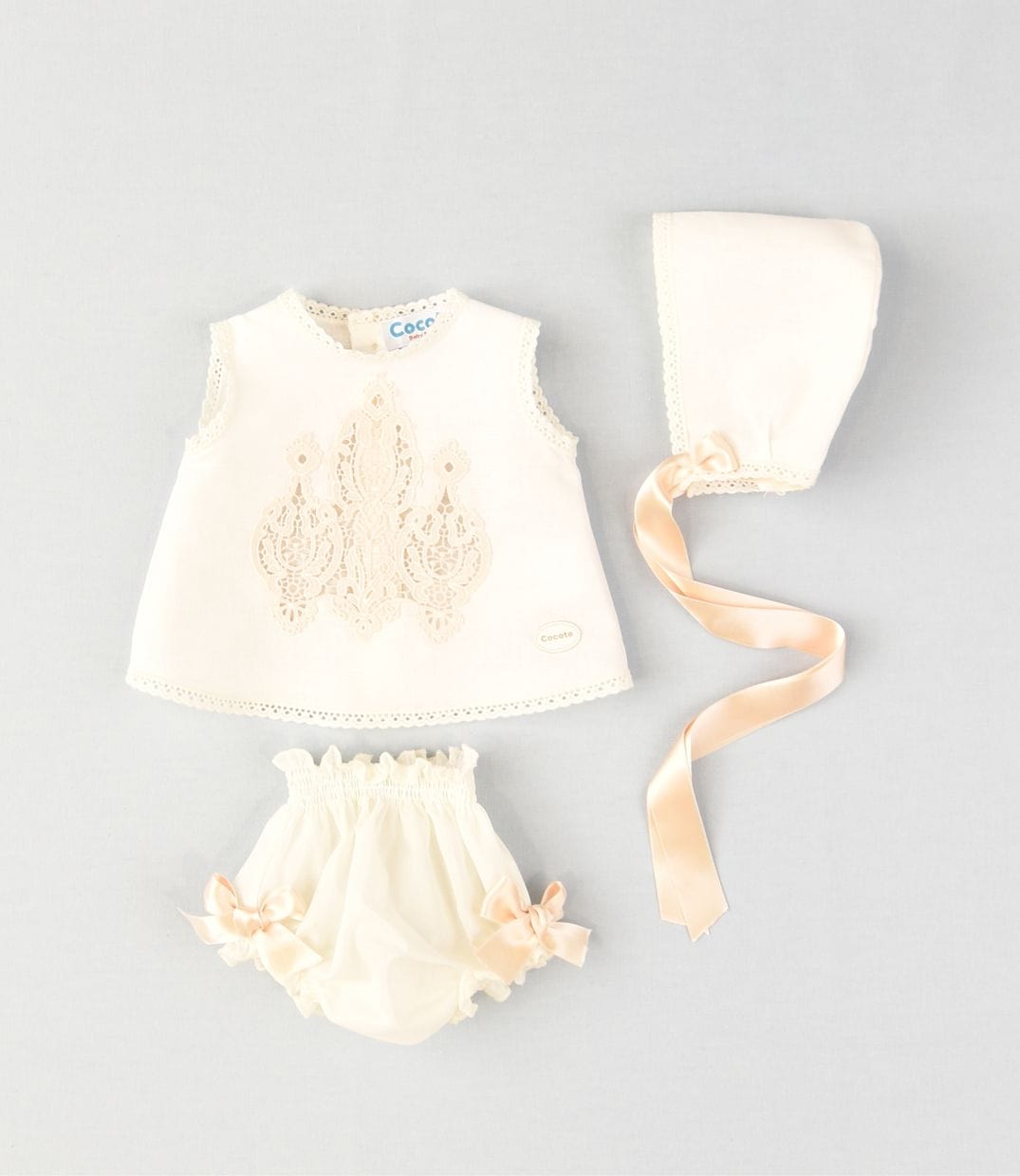 COCOTE - Three Piece Ribbon Dress Set - Cream