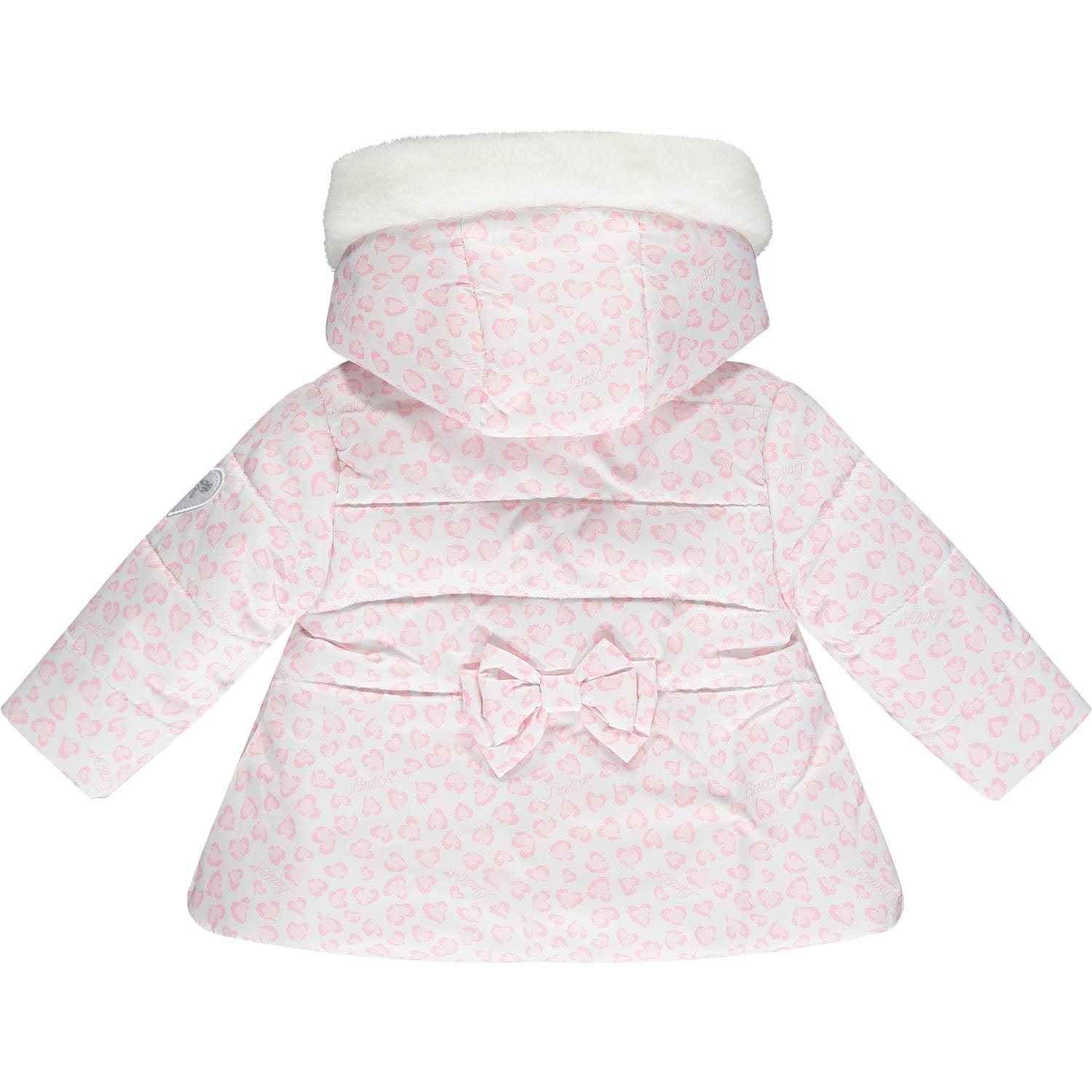 LITTLE A - Emilia Leopard Print Jacket With Faux Fur Trim - Baby Pink