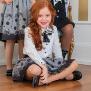 Piccola Speranza  - Polka Dot & Bow Skirt Set  - Black
