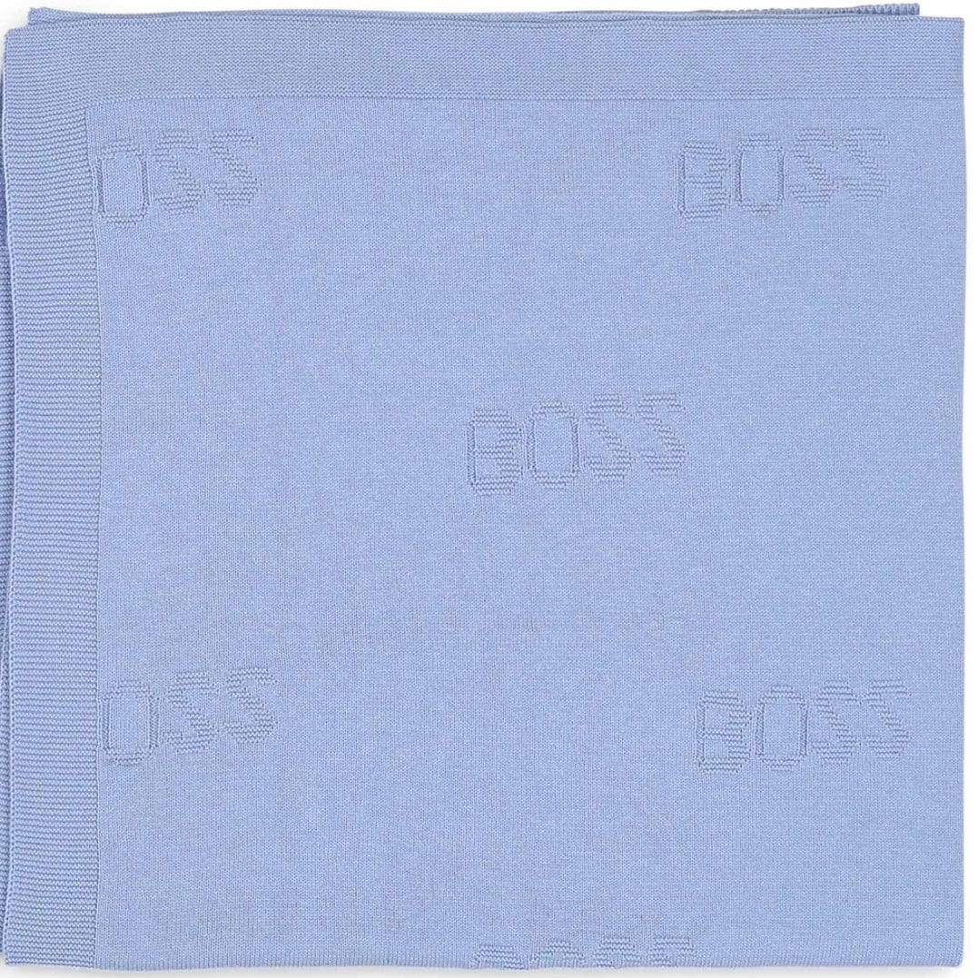HUGO BOSS - Knit Logo  Blanket - Pale Blue
