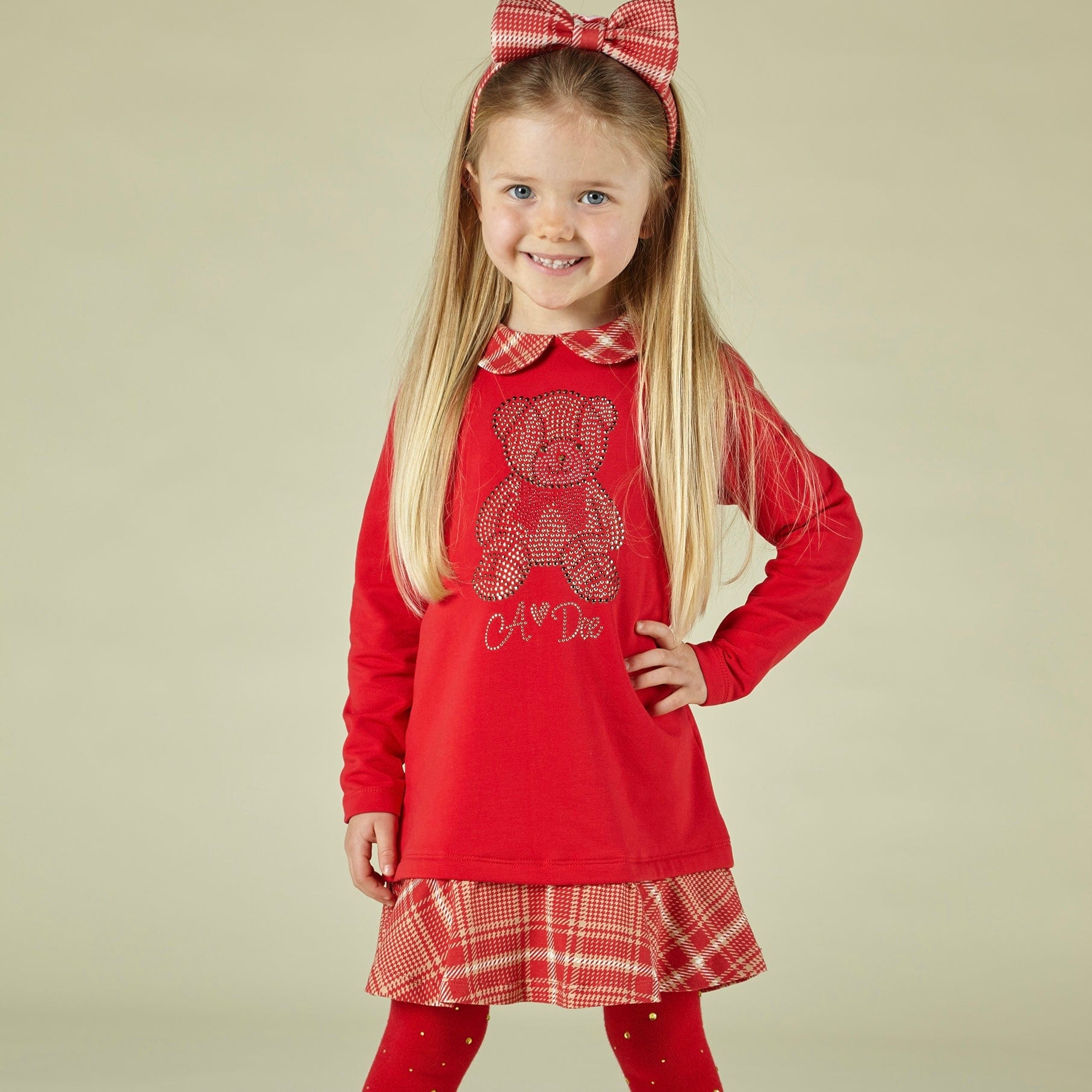 A DEE - Maria Check Teddy Dress - Red