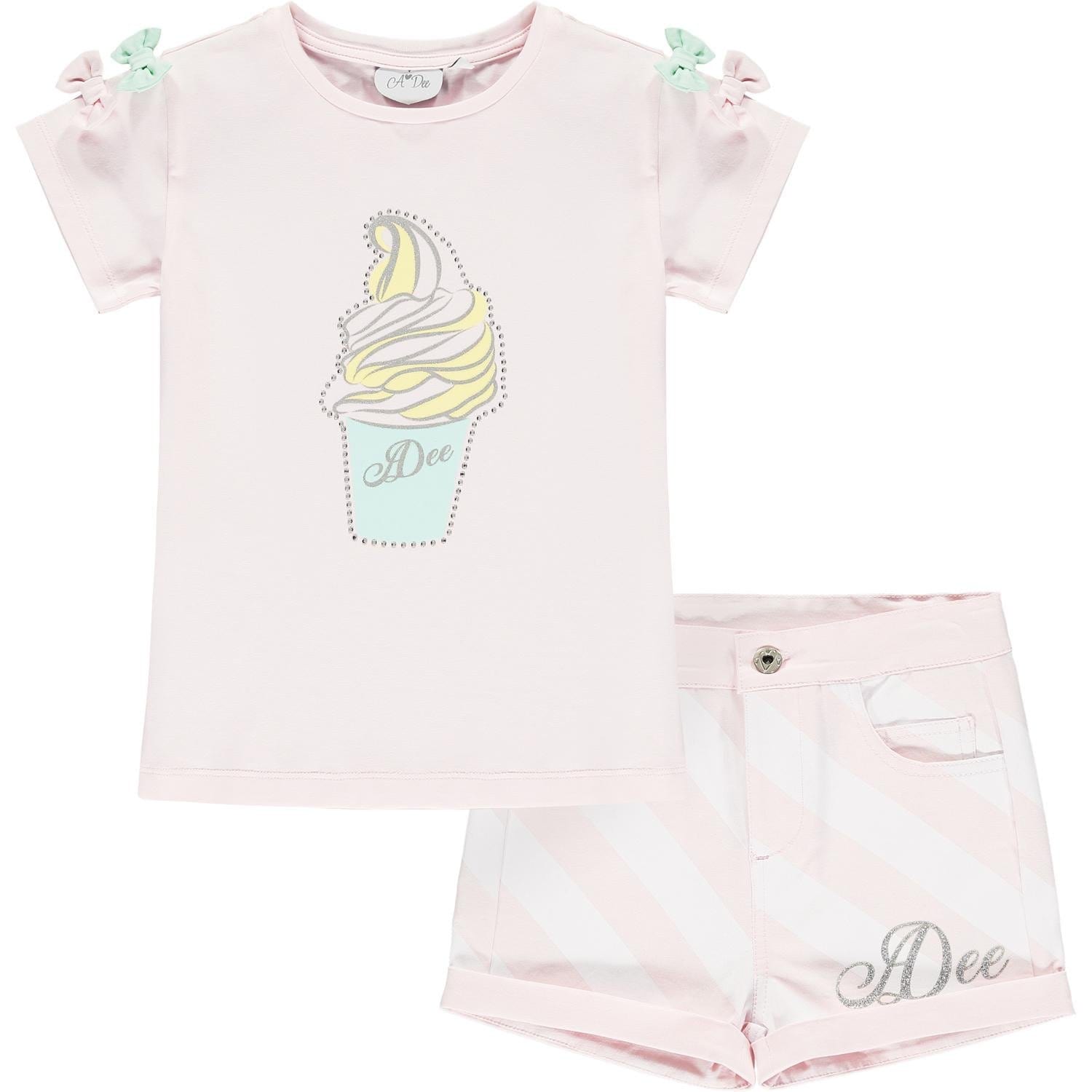 A DEE PINK DIAGONAL STRIPE SUNDAE SHORT SET ORELLA S214606