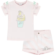 A DEE PINK DIAGONAL STRIPE SUNDAE SHORT SET ORELLA S214606