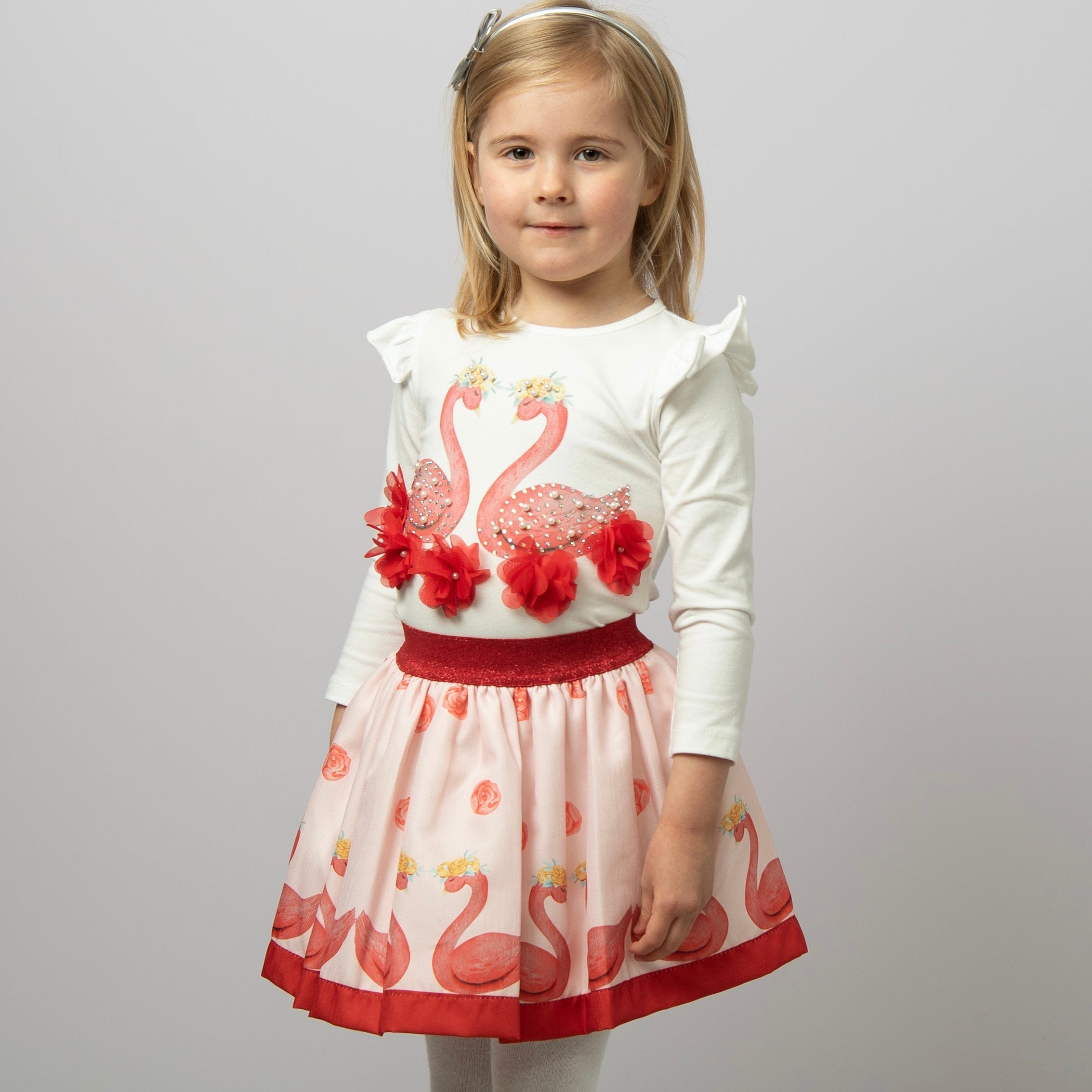 CARAMELO KIDS - Swan Skirt Set - Red