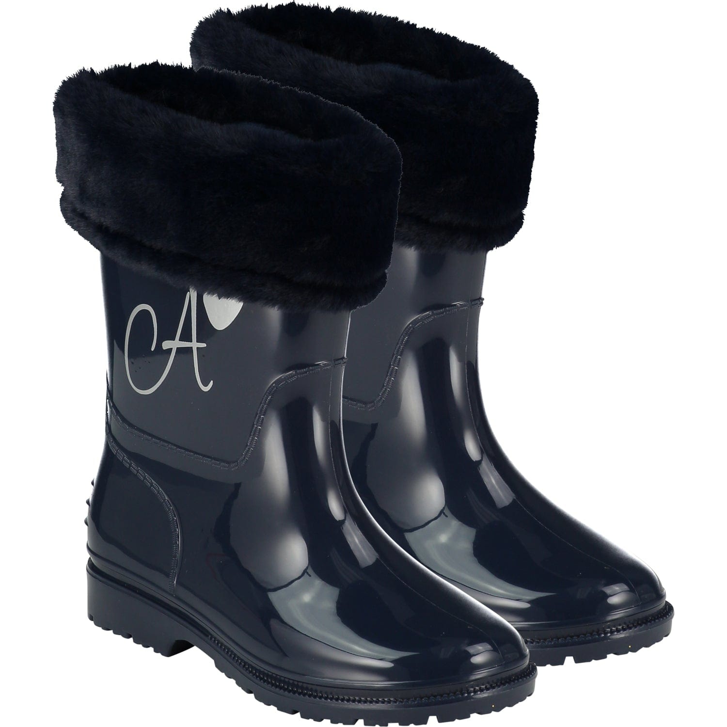 A DEE - Splash Fur Logo Wellie - Blue Navy
