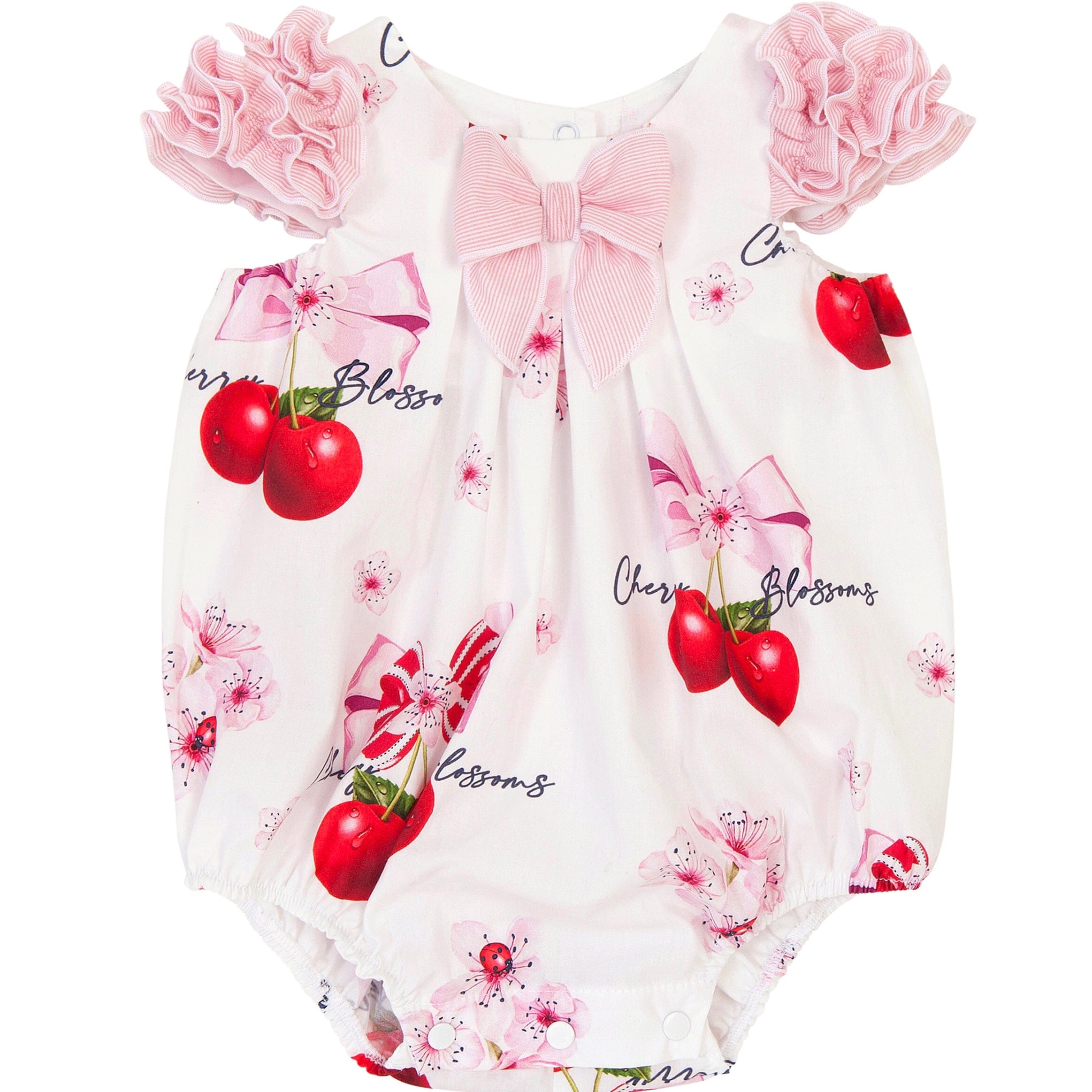 BALLOON CHIC - Cherry Romper - White