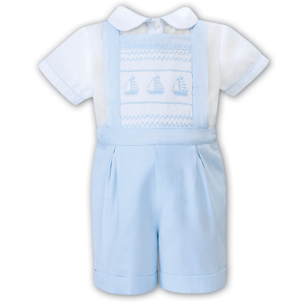 SARAH LOUISE - Boys Boat Smock Dungaree Set - Blue