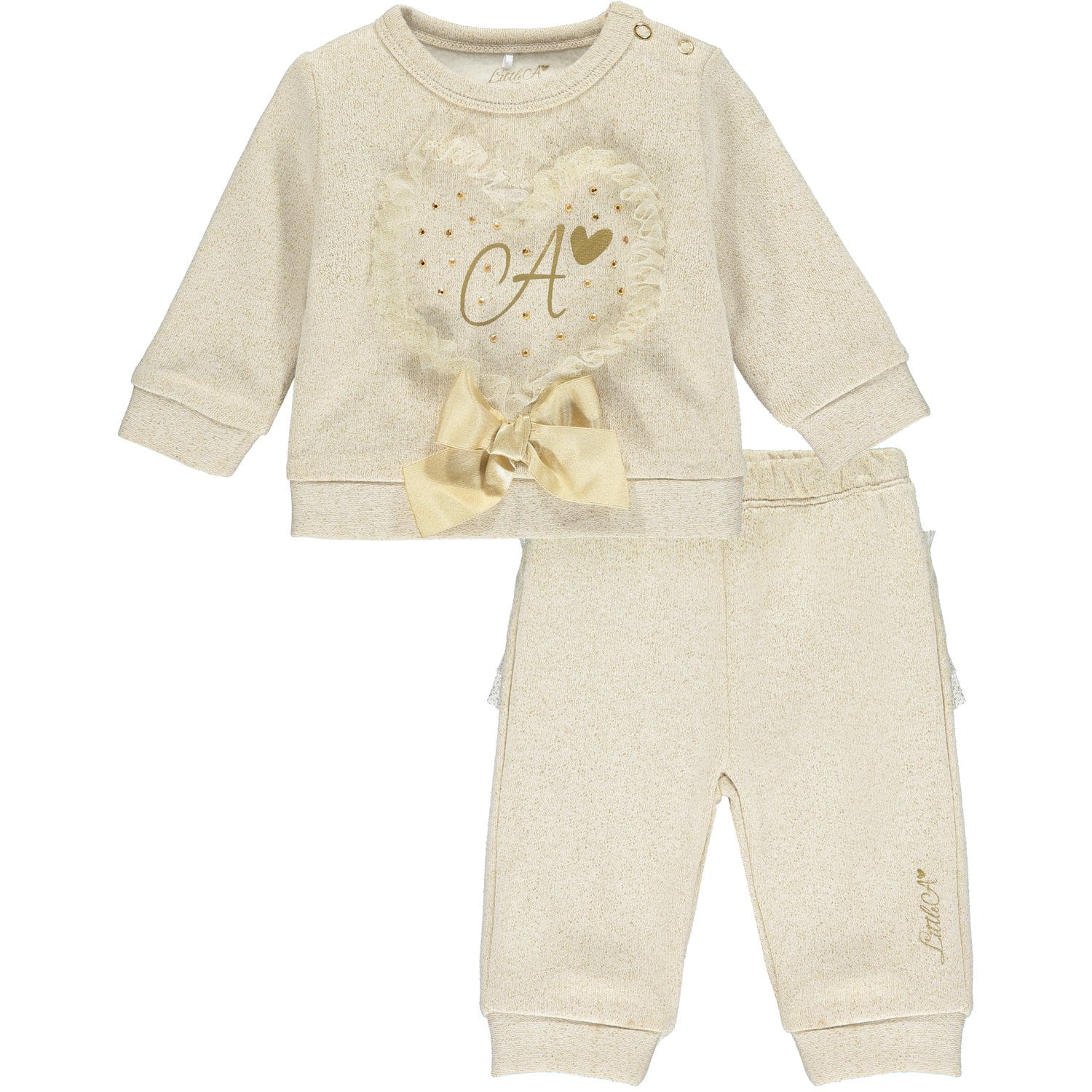 LITTLE A - Tule Heart Tracksuit - Gold