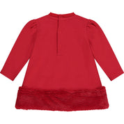 LITTLE A - Fern Faux Fur Trim Dress - Red