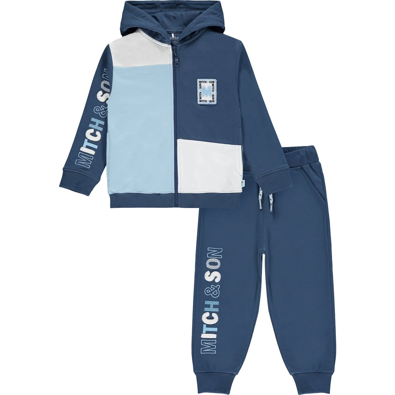 MITCH & SON - Colour Block Zipper Three Piece Tracksuit - Navy