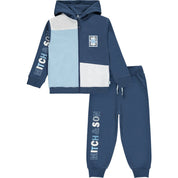 MITCH & SON - Colour Block Zipper Three Piece Tracksuit - Navy